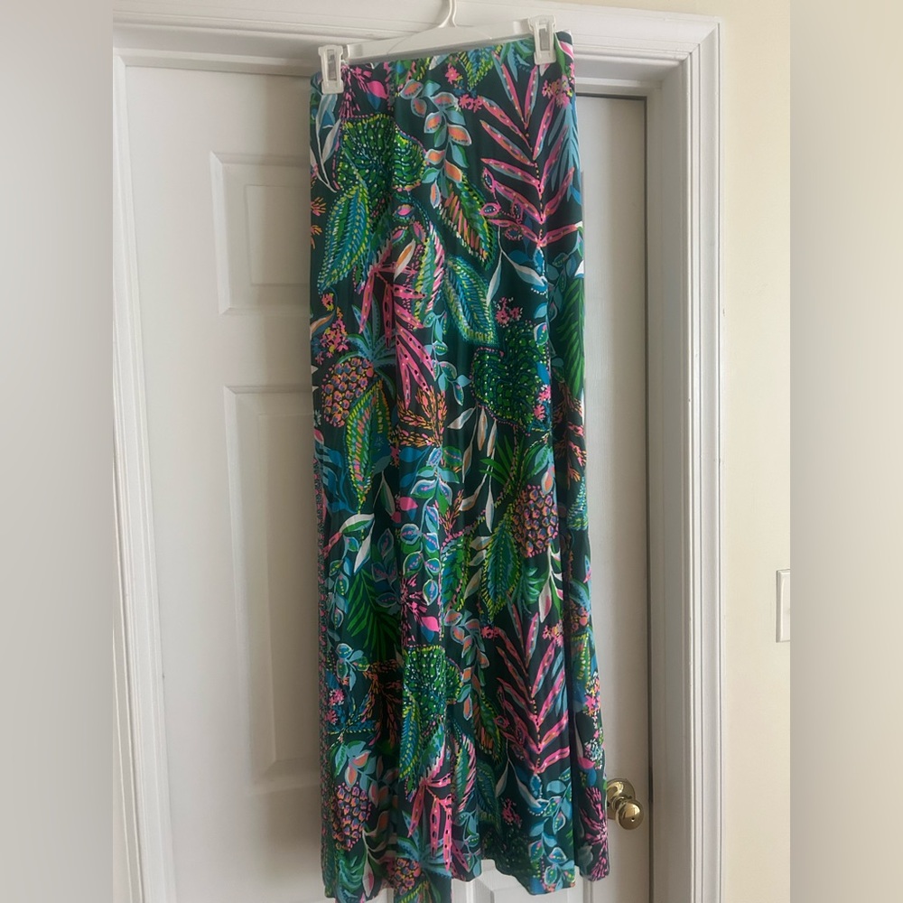 Lilly Pulitzer Maxi Skirt in Vibrant Green and Pink